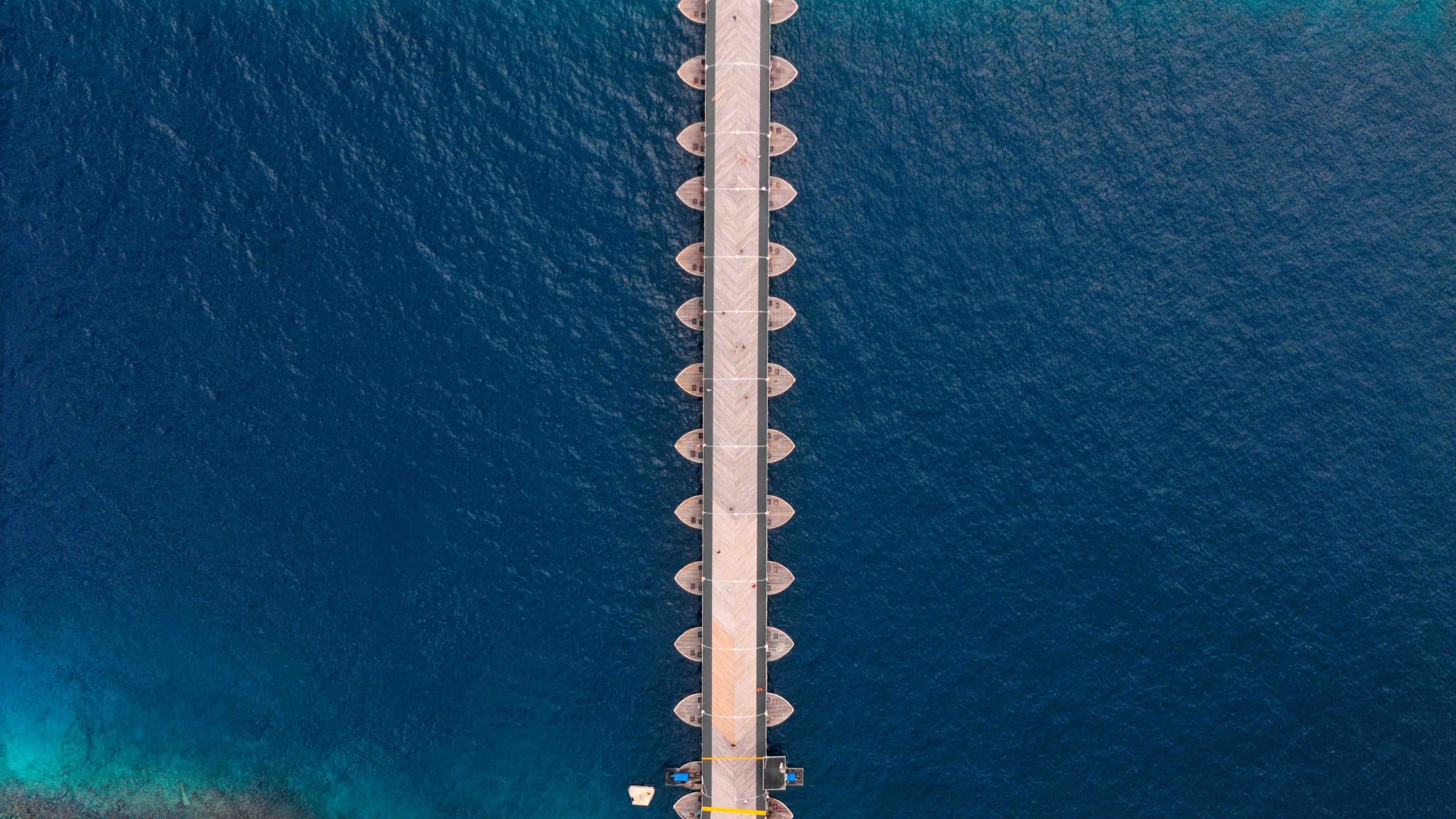 Aerial image of Queen Emma Bridge in Curaçao